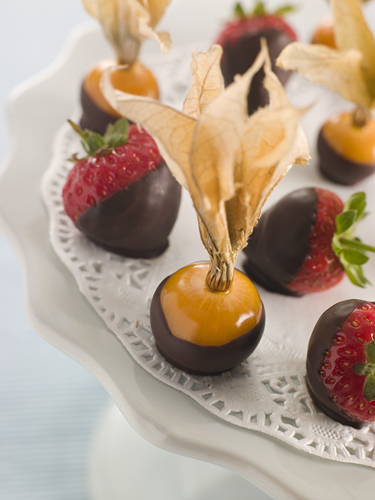 Tray of Hand-Dipped Chocolate Fruits